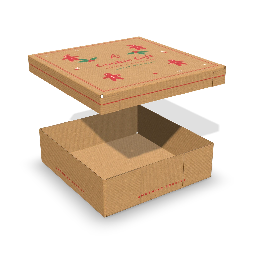 Cookie box mockups, open in 3D
