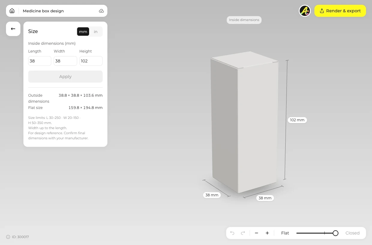 Type the product size