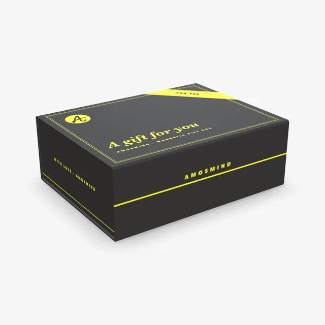 Large gift box mockup with AmosMind artwork