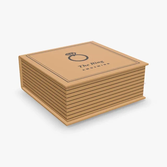 Book-style jewelry box mockup with AmosMind artwork