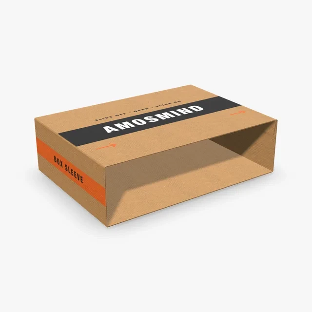 Large box sleeve mockup with AmosMind artwork