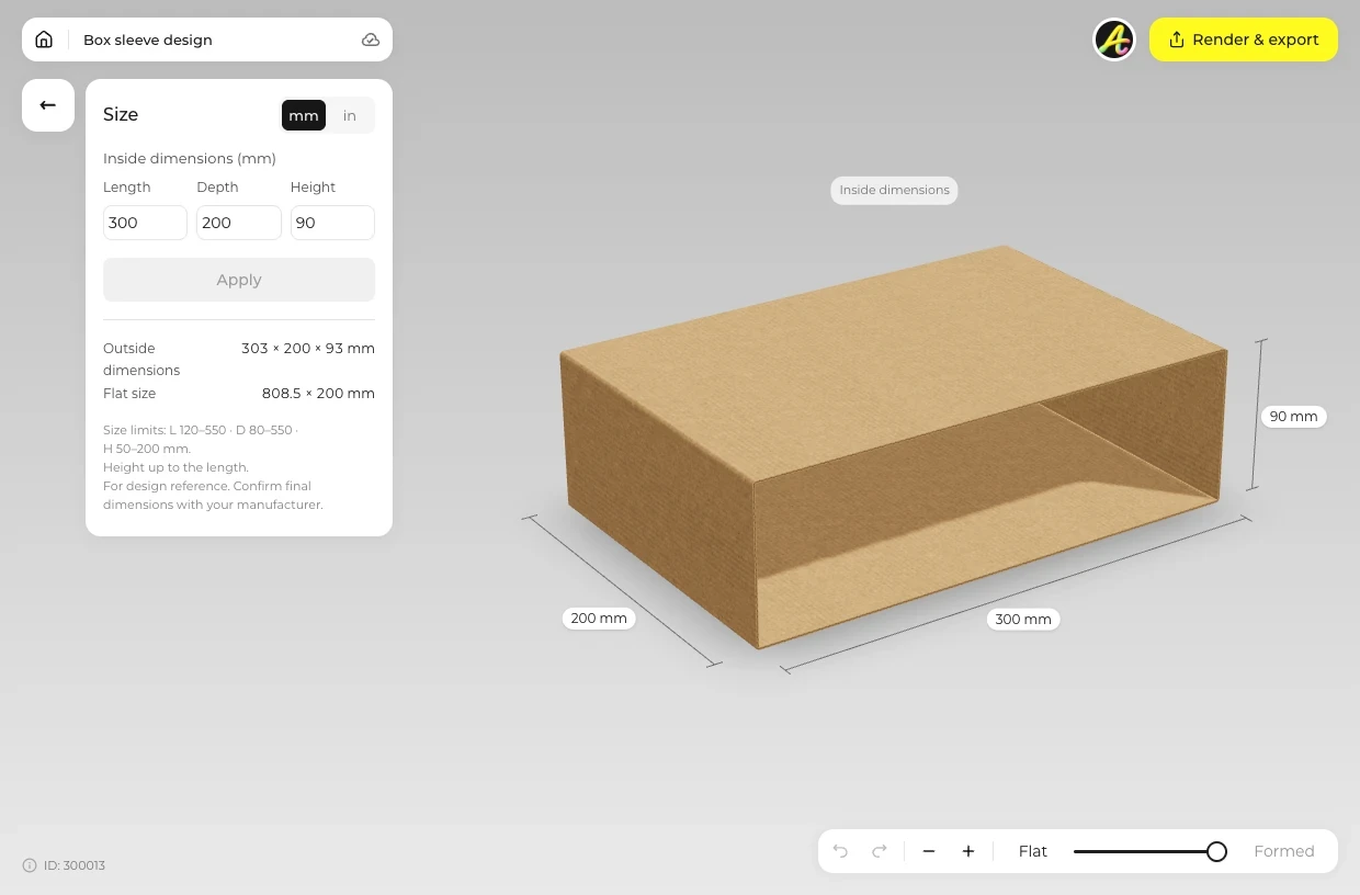 Type the box size