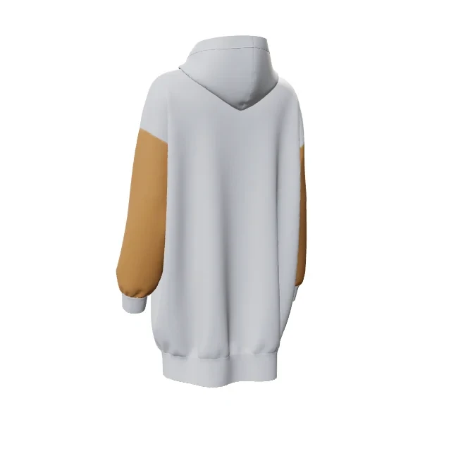 Zip-up hoodie with the sleeves tinted orange as one shared region
