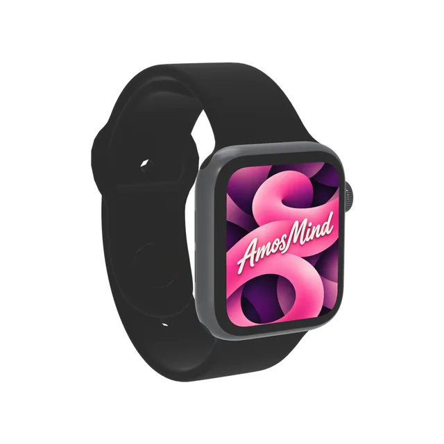 Apple Watch Series 4 mockup with AmosMind artwork