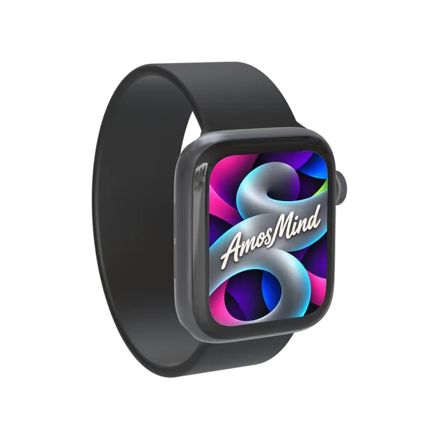 Apple Watch Series 6 mockup with AmosMind artwork