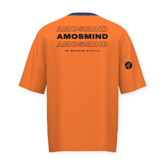 Back of the Basic oversized T-shirt mockup with AmosMind artwork