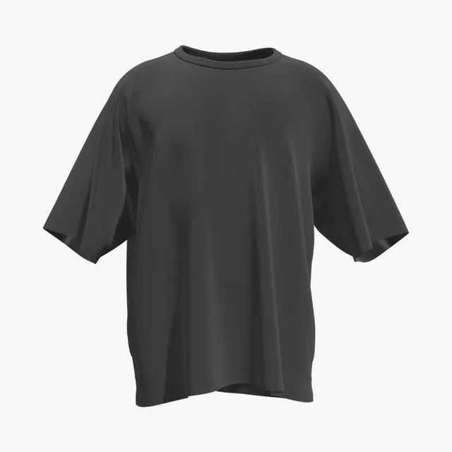 Blank black boxy contrast-trim T-shirt mockup