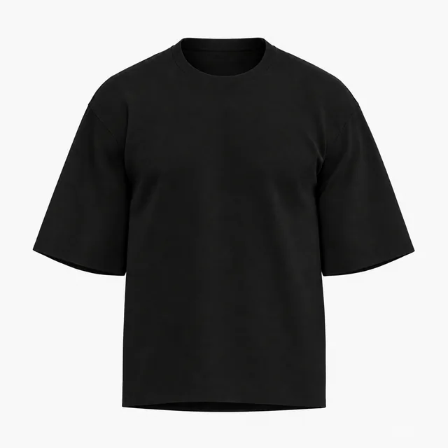 Blank black boxy cropped T-shirt mockup