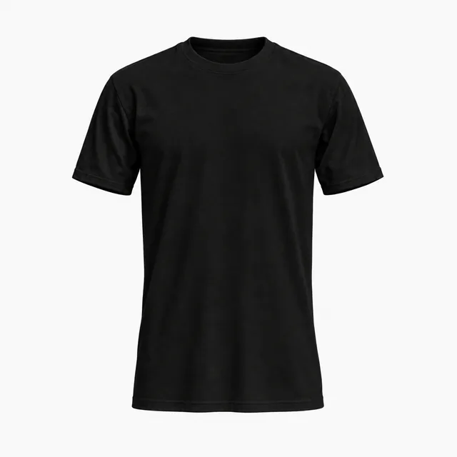 Black T-shirt mockup with a QR code on a white patch