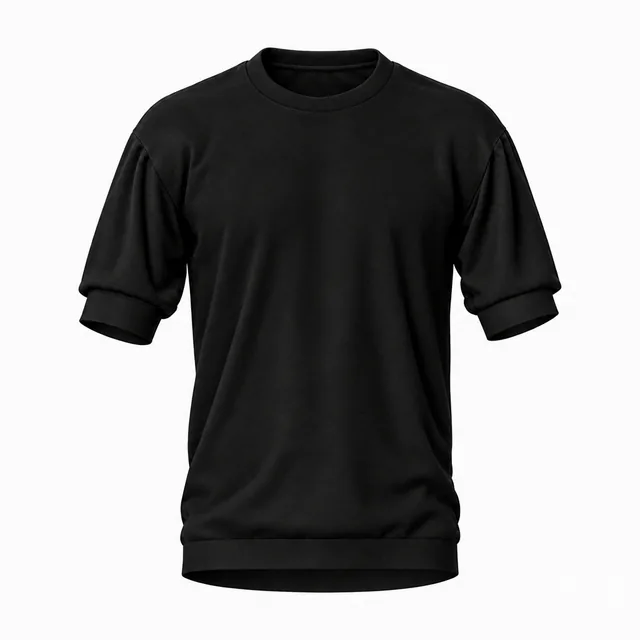 Blank black crew-neck banded short-sleeve top mockup