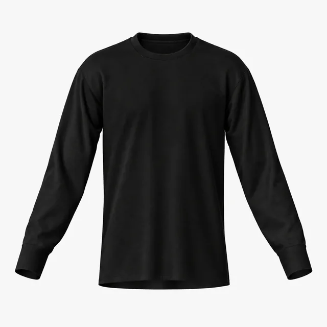 Blank black crew-neck long-sleeve T-shirt mockup