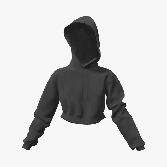 Blank black cropped hoodie mockup