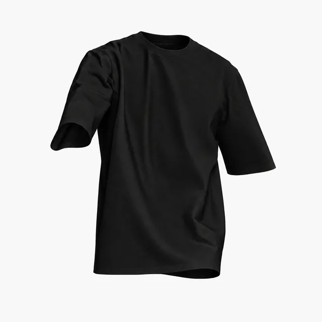 Blank black draped crew-neck T-shirt mockup