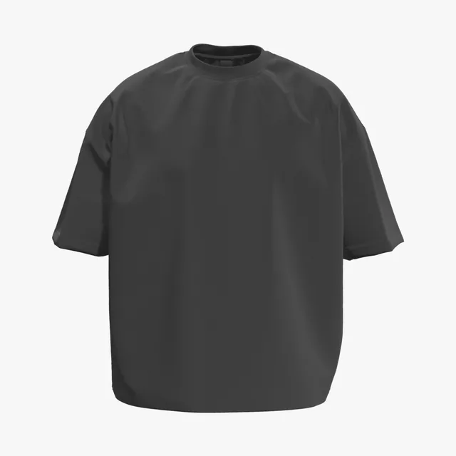 Blank black drop-shoulder boxy T-shirt mockup