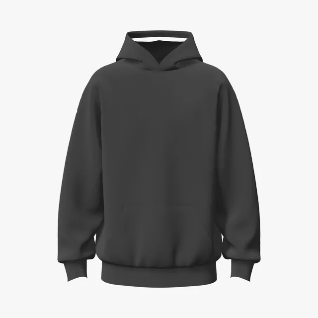Blank black drop-shoulder pullover hoodie mockup