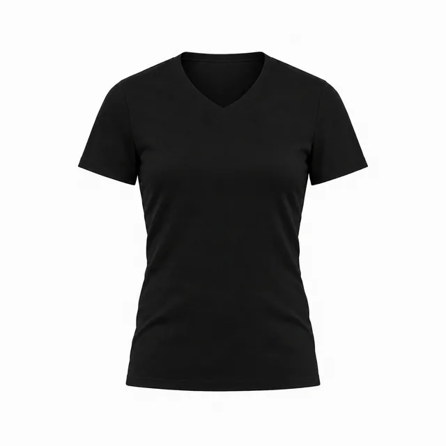 Blank black fitted V-neck T-shirt mockup