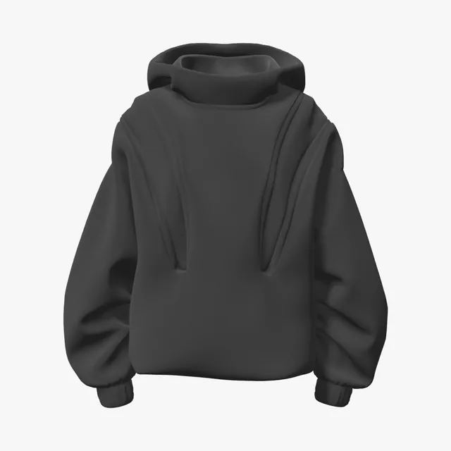 Blank black high-neck hoodie mockup