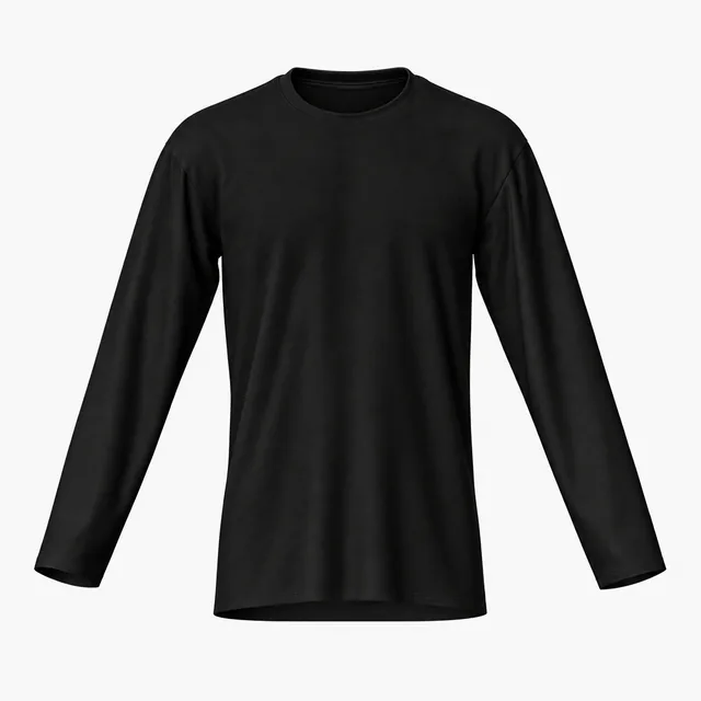 Blank black narrow crew-neck long-sleeve T-shirt mockup