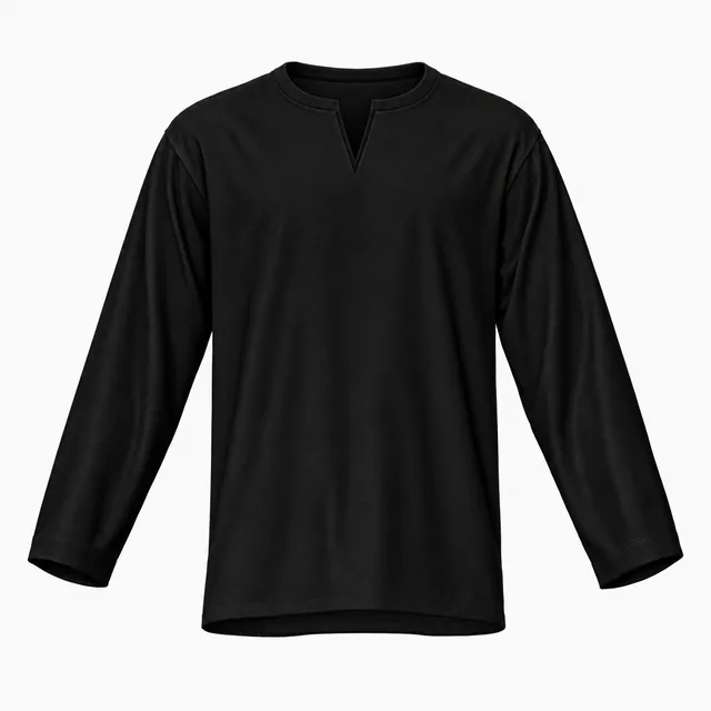 Blank black notched crew-neck T-shirt mockup