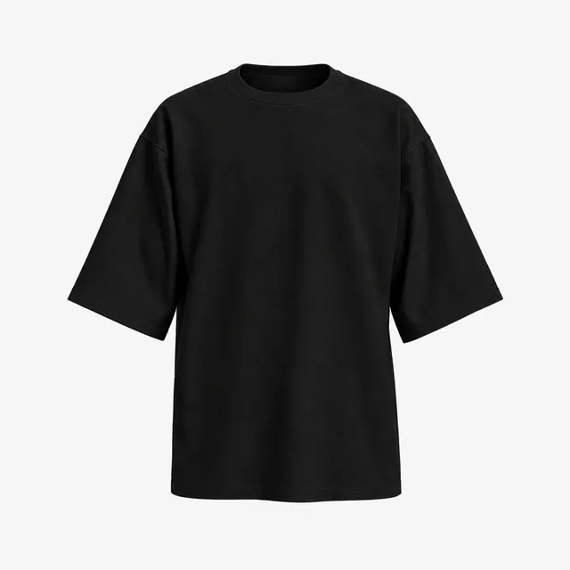 Blank black oversized drop-shoulder T-shirt mockup