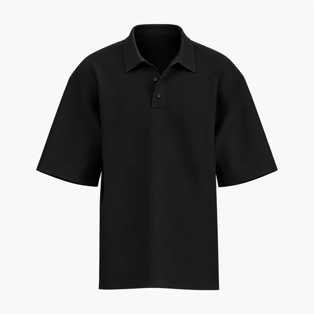Blank black oversized short-sleeve polo shirt mockup