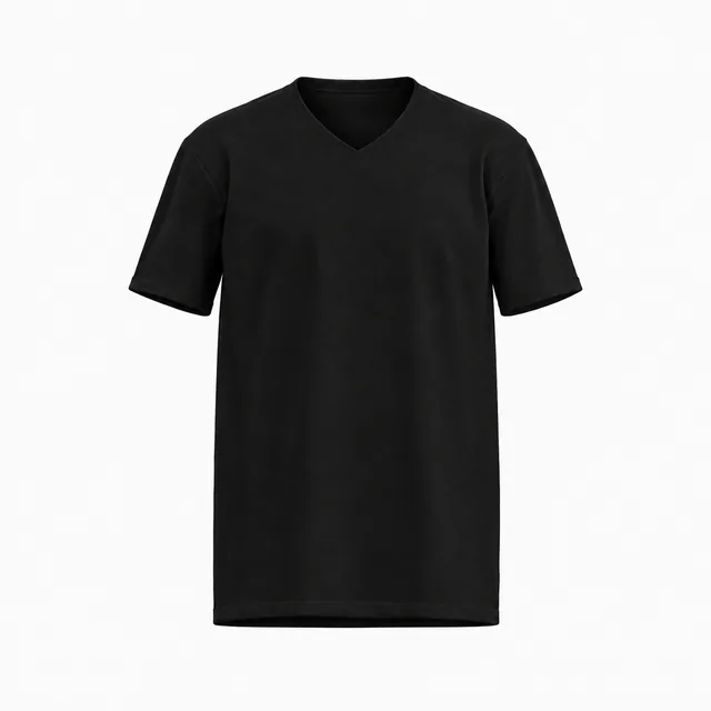 Blank black regular-fit V-neck T-shirt mockup
