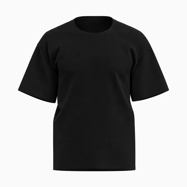 Blank black straight-fit crew-neck T-shirt mockup