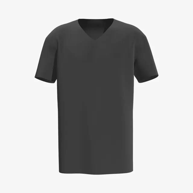 Blank black straight V-neck T-shirt mockup
