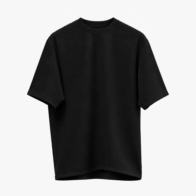 Blank black suspended crew-neck T-shirt mockup