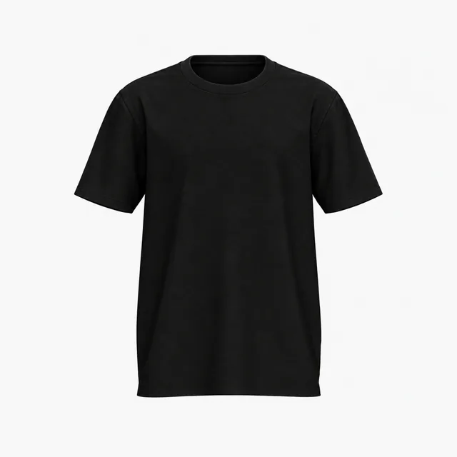 Blank black youth crew-neck T-shirt mockup