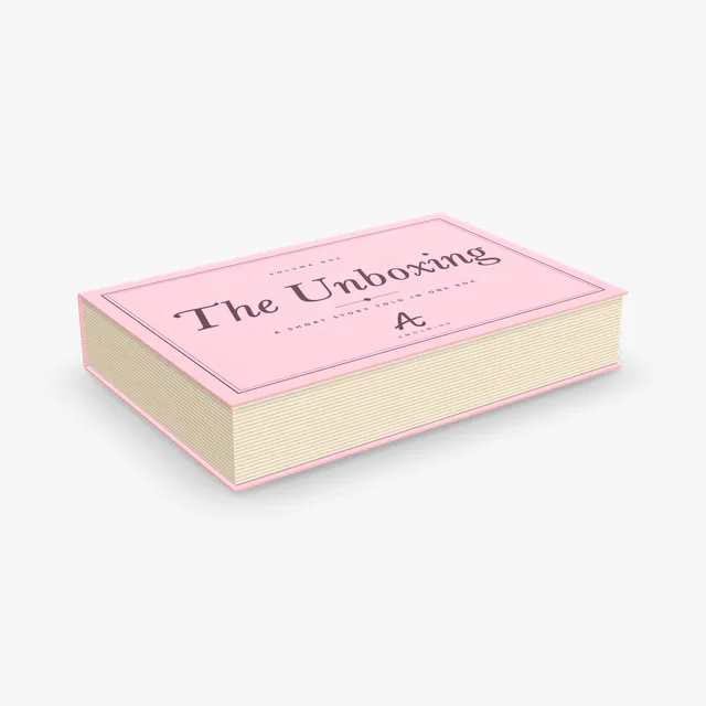 Book-style box mockup with AmosMind artwork
