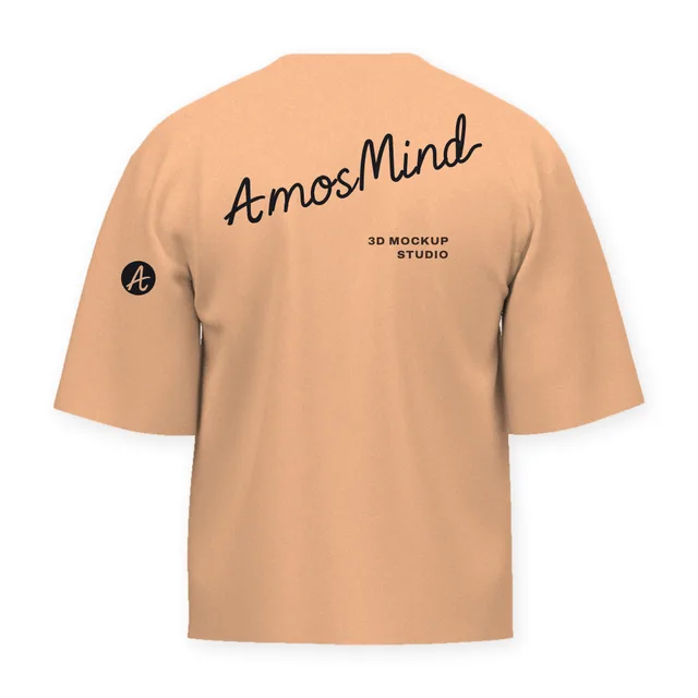 Back of the Boxy cropped T-shirt mockup with AmosMind artwork