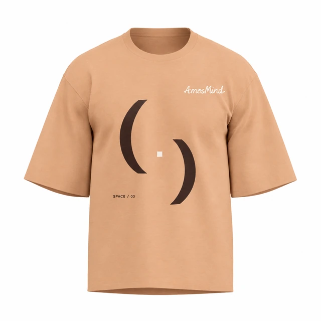 Boxy cropped T-shirt mockup with AmosMind artwork