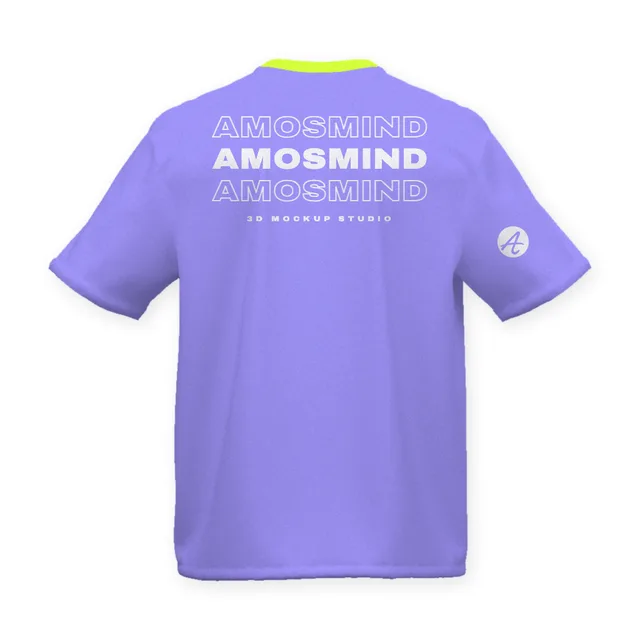Back of the Boxy rolled-sleeve T-shirt mockup with AmosMind artwork