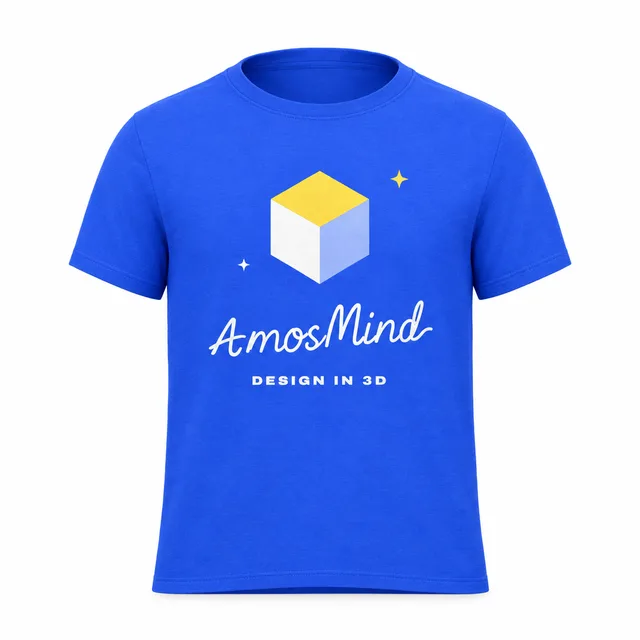 Boxy T-shirt mockup with AmosMind artwork