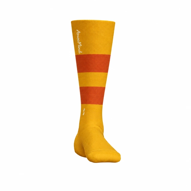 Crew sock mockup with AmosMind artwork