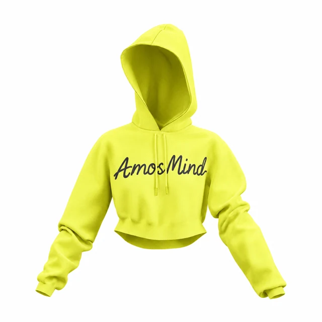 Cropped hoodie mockup with AmosMind artwork