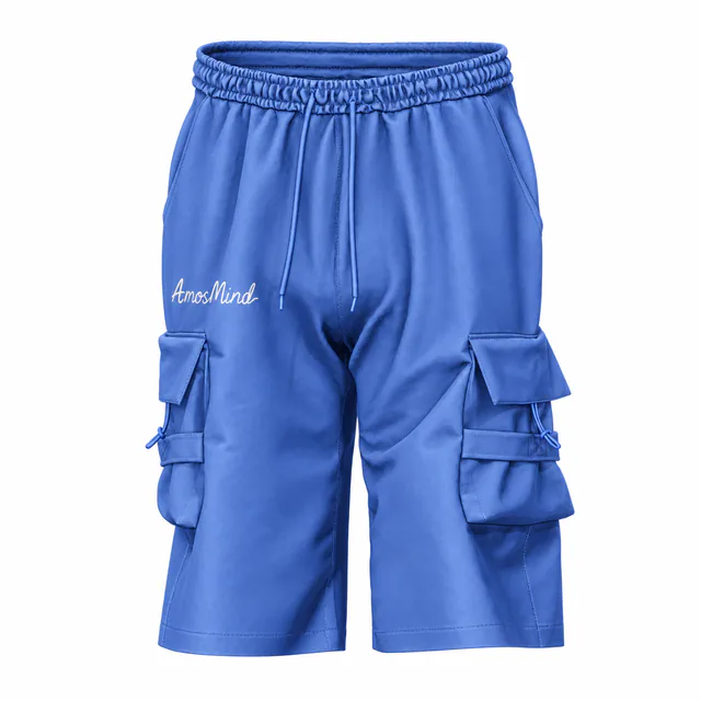 Drawstring cargo shorts with AmosMind artwork
