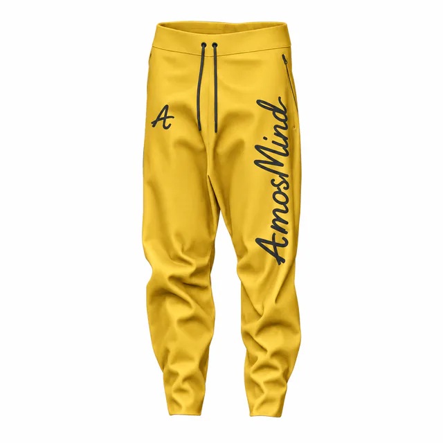 Drawstring joggers mockup with AmosMind artwork