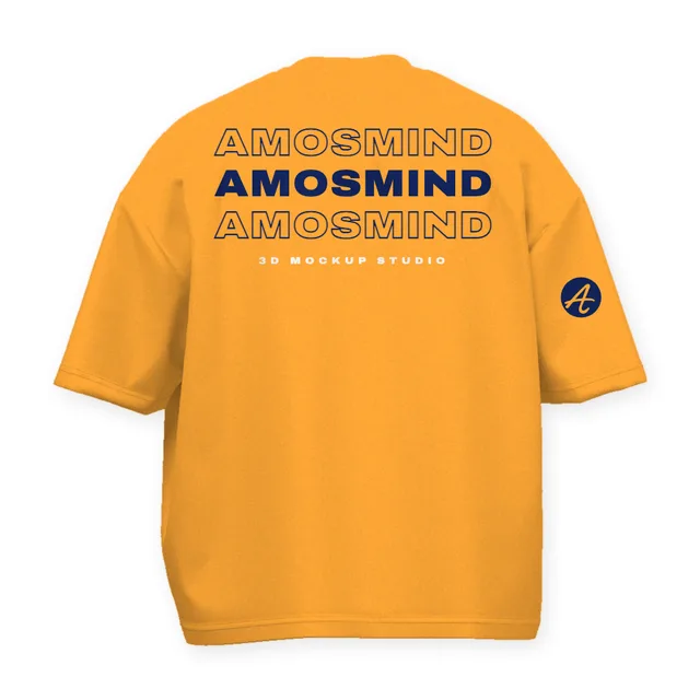 Back of the Drop-shoulder boxy T-shirt mockup with AmosMind artwork
