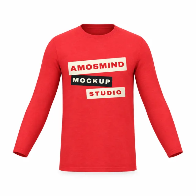 Fitted long-sleeve T-shirt mockup with AmosMind artwork