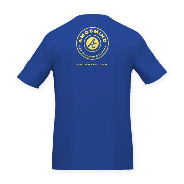 Back of the Fitted T-shirt mockup with AmosMind artwork