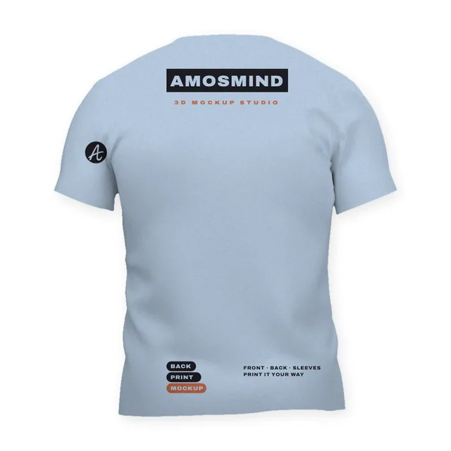 Back of the Fitted V-neck T-shirt mockup with AmosMind artwork