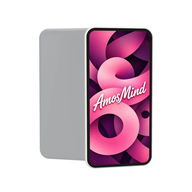 Generic phone mockup with AmosMind artwork
