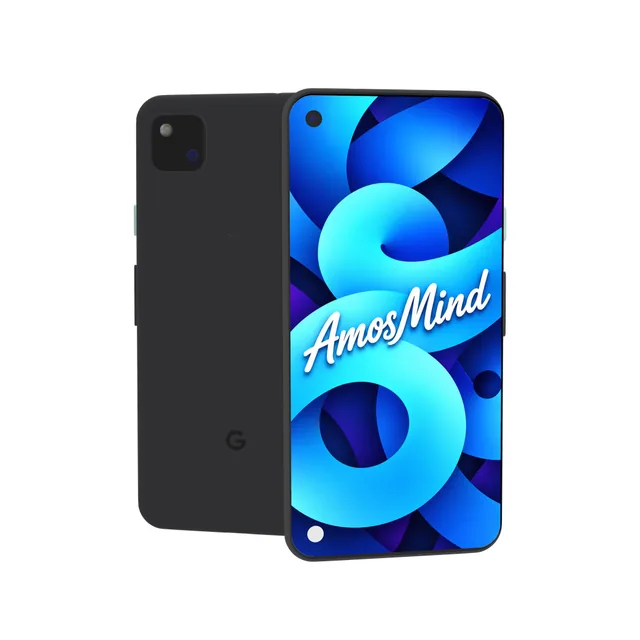 Google Pixel 4a mockup with AmosMind artwork