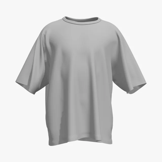 Blank grey boxy contrast-trim T-shirt mockup