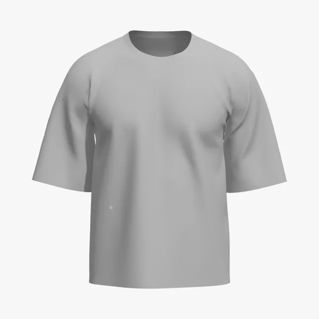 Blank grey boxy cropped T-shirt mockup