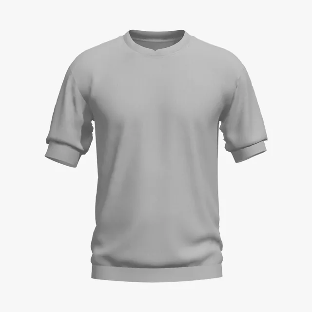 Blank grey crew-neck banded short-sleeve top mockup