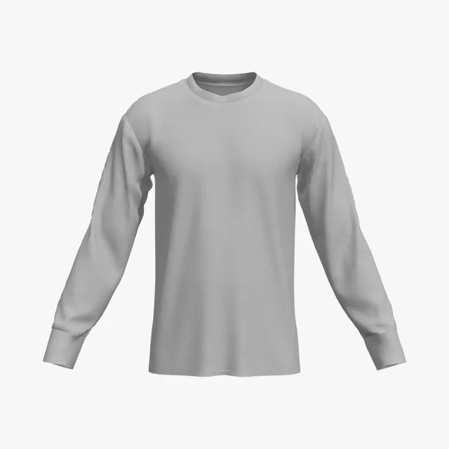 Blank grey crew-neck long-sleeve T-shirt mockup