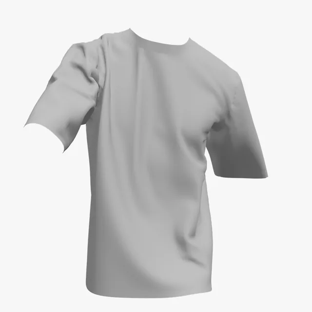 Blank grey draped crew-neck T-shirt mockup